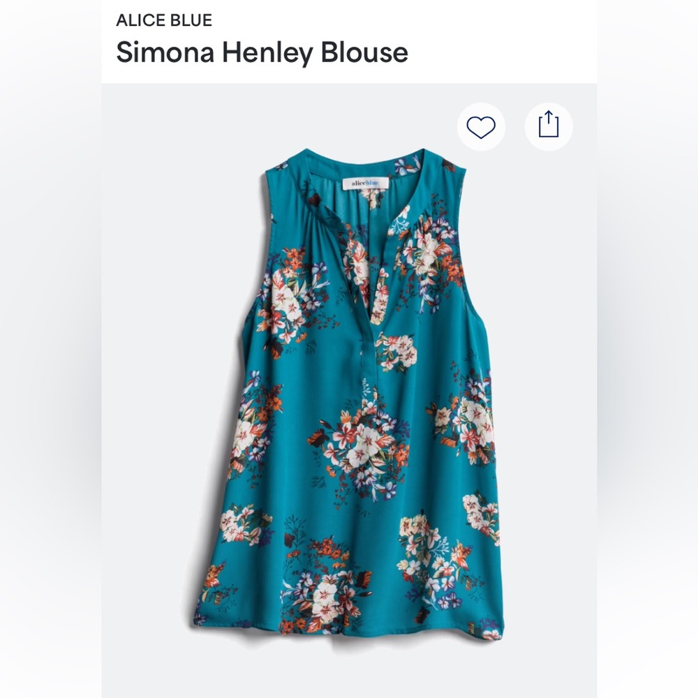 Alice Blue Simona Henley Blouse - Size Small